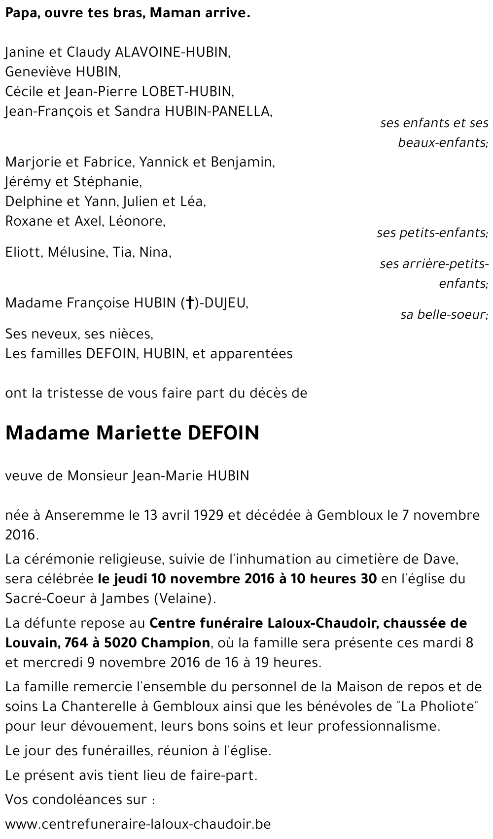 Mariette DEFOIN