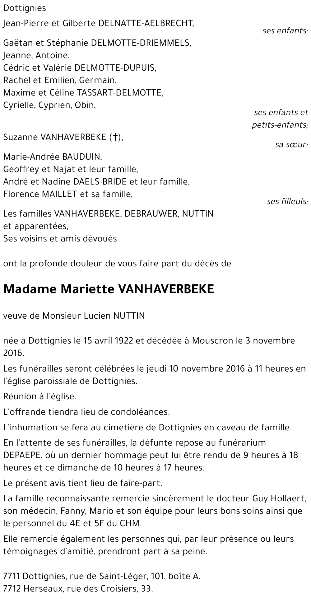 Mariette VANHAVERBEKE