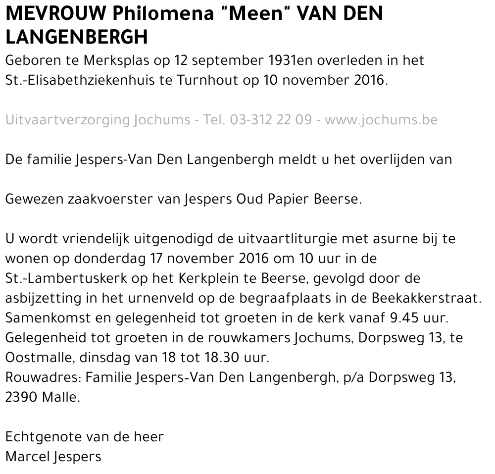 Philomena Van Den Langenbergh