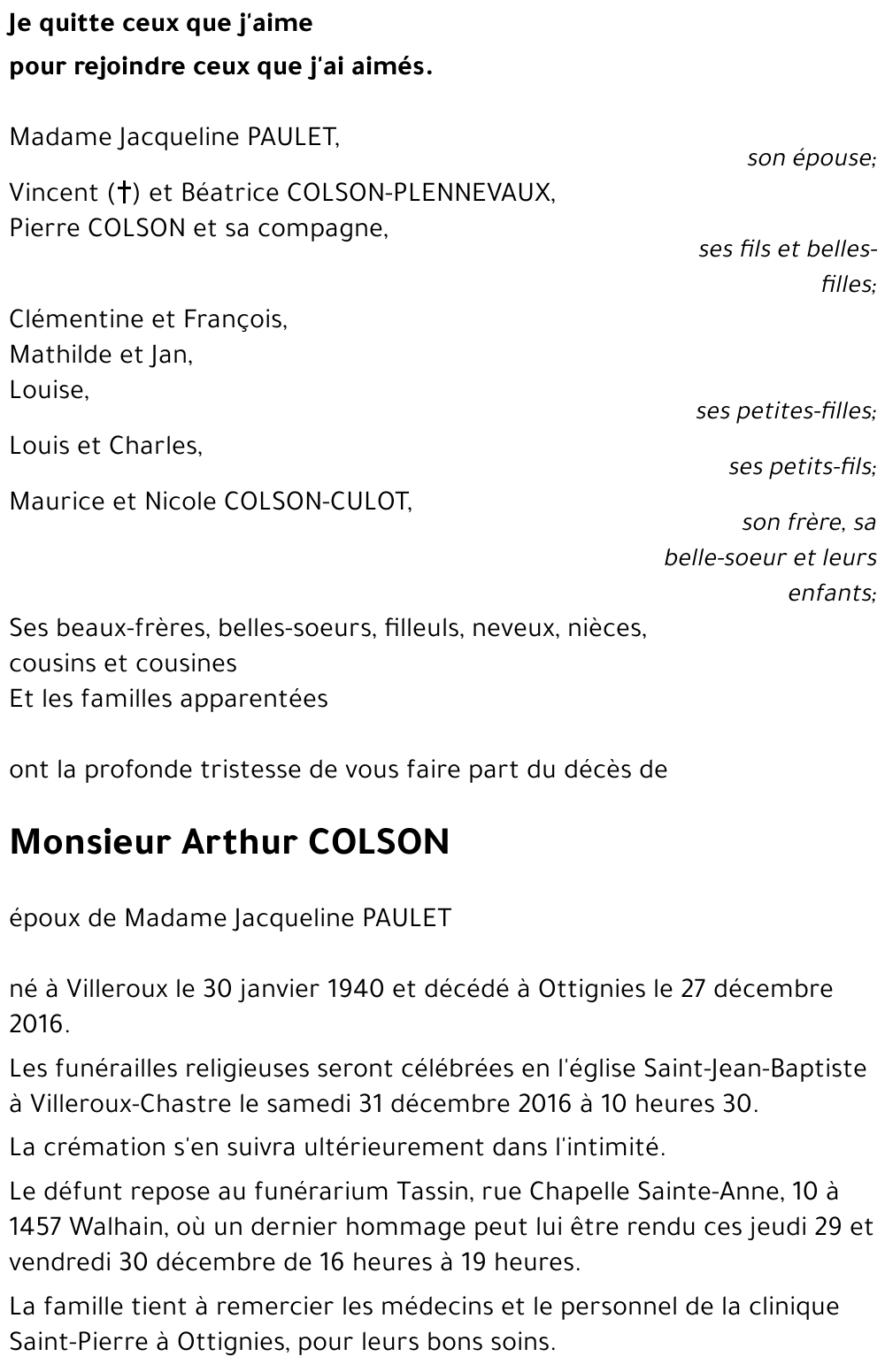 Arthur COLSON