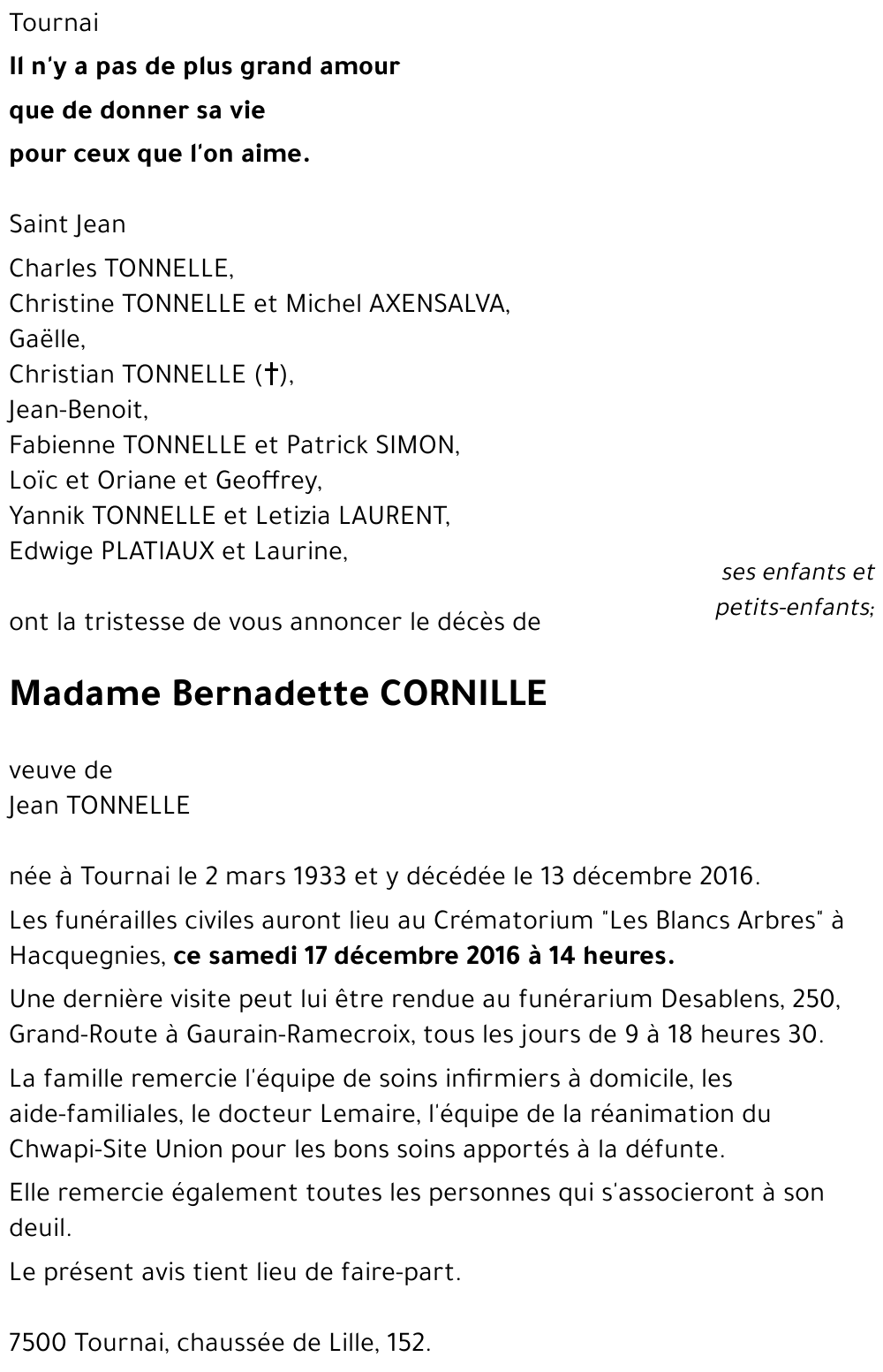 Bernadette CORNILLE