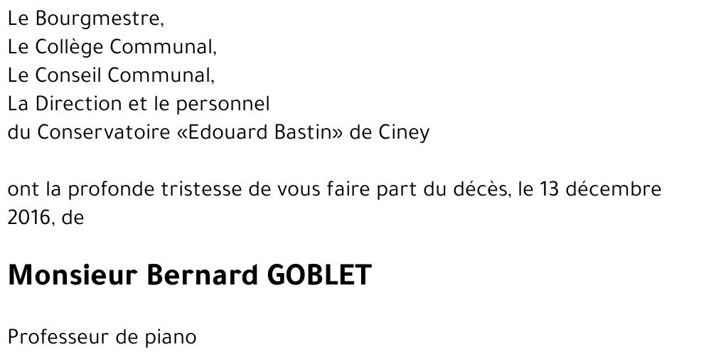 Bernard GOBLET