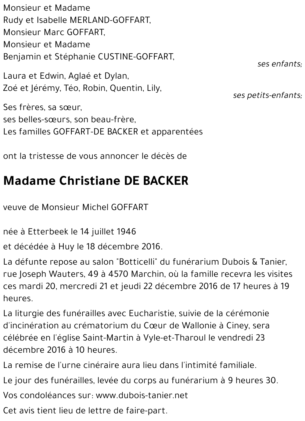 Christiane DE BACKER