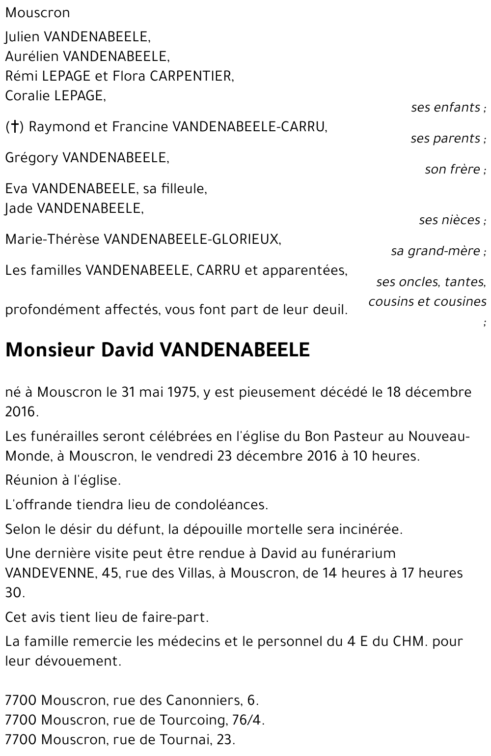 David VANDENABEELE