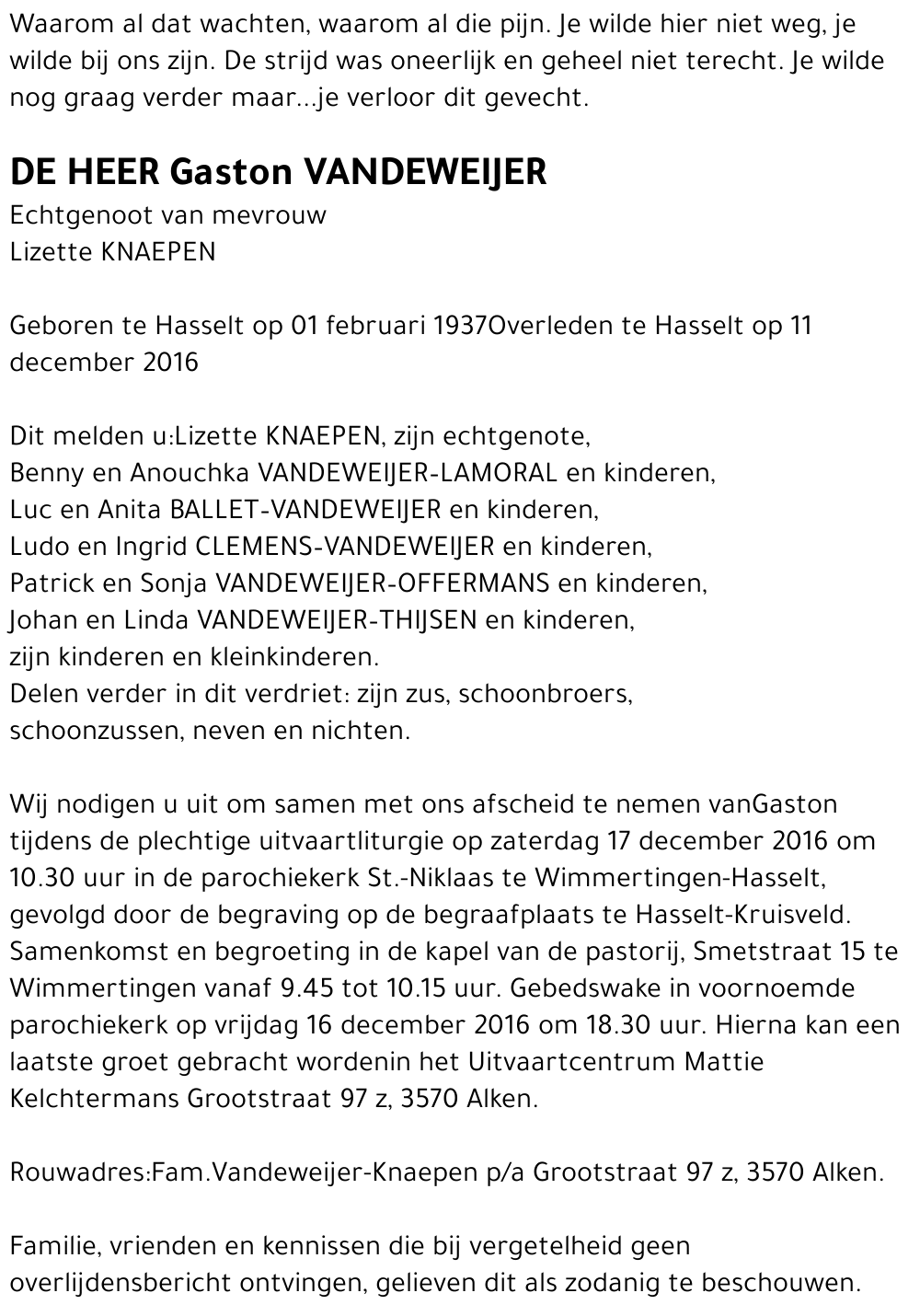 Gaston VANDEWEIJER