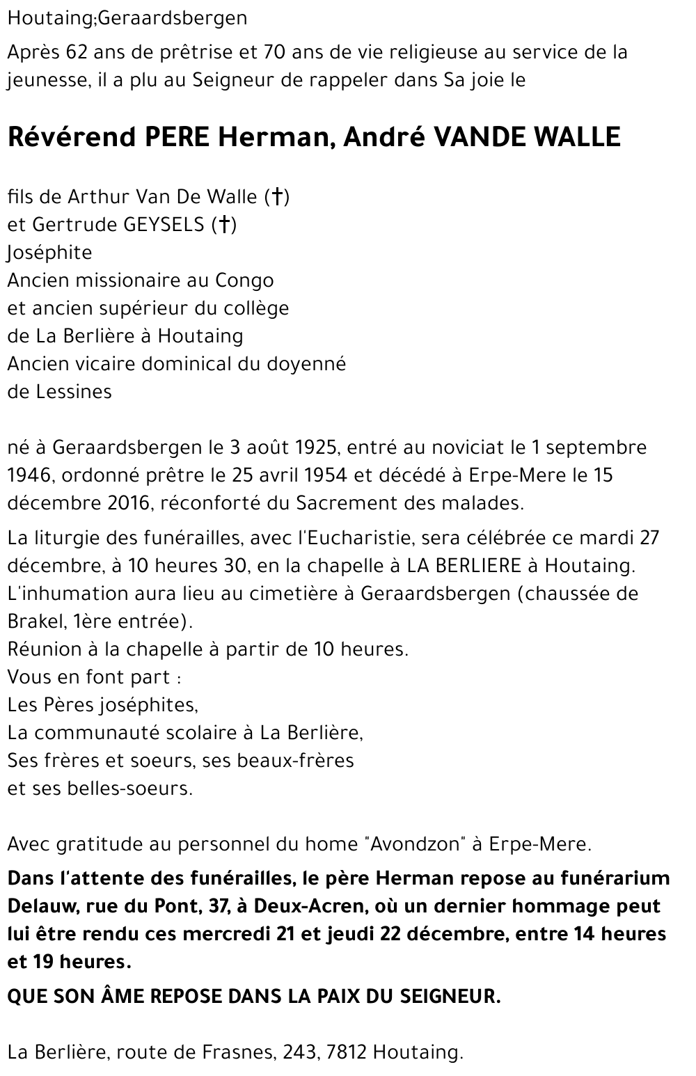 Herman, André VANDE WALLE