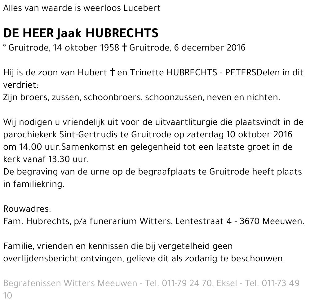 Jaak HUBRECHTS