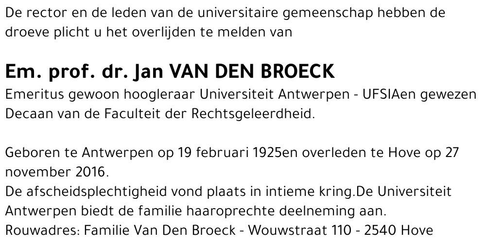 Jan Van Den Broeck