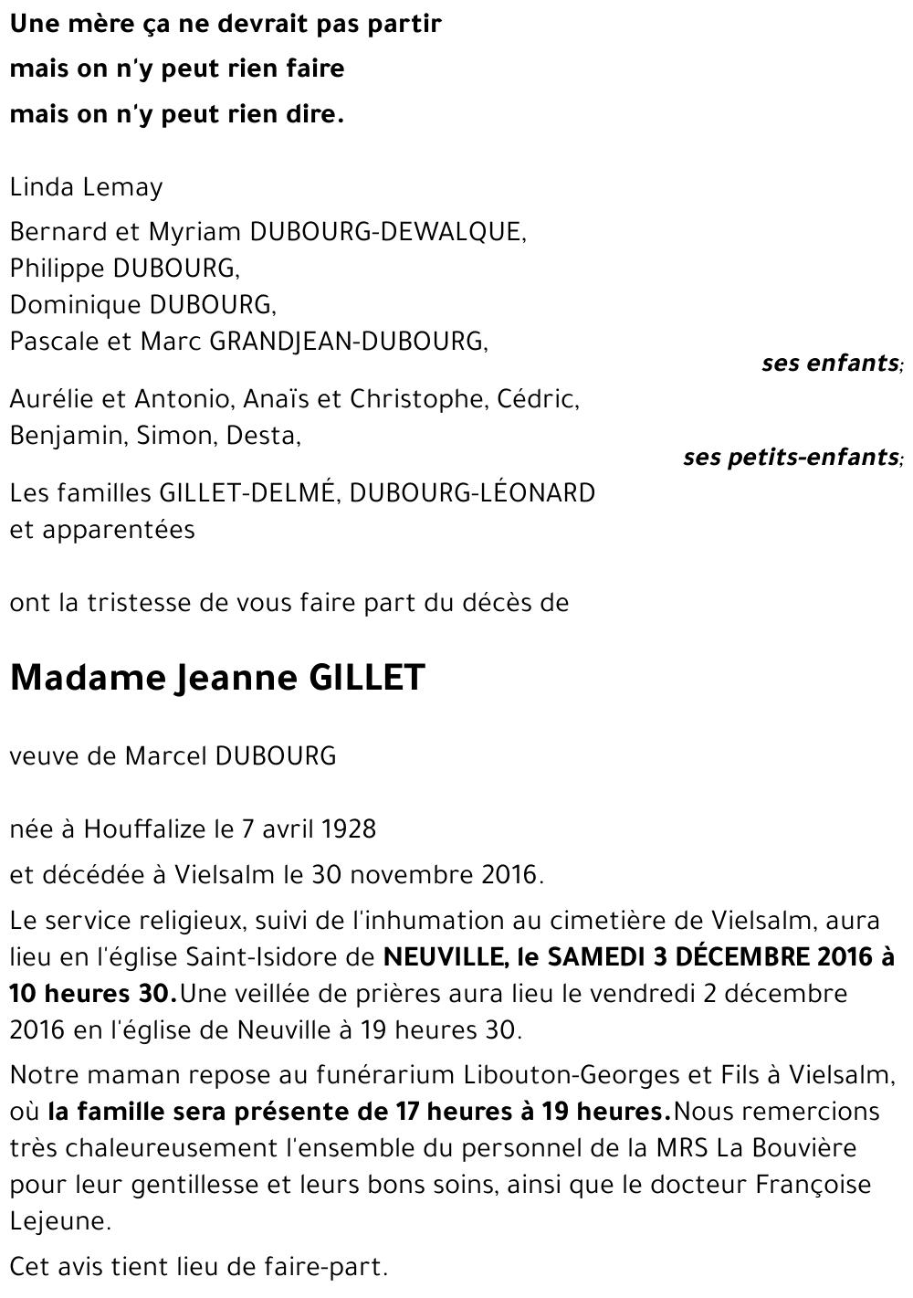 Jeanne GILLET