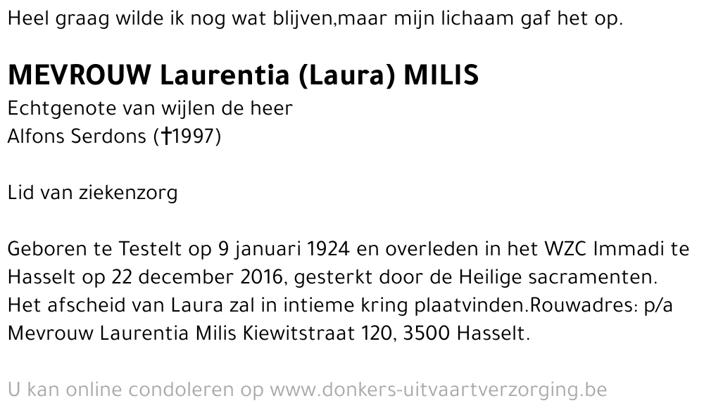 Laurentia (Laura) Milis