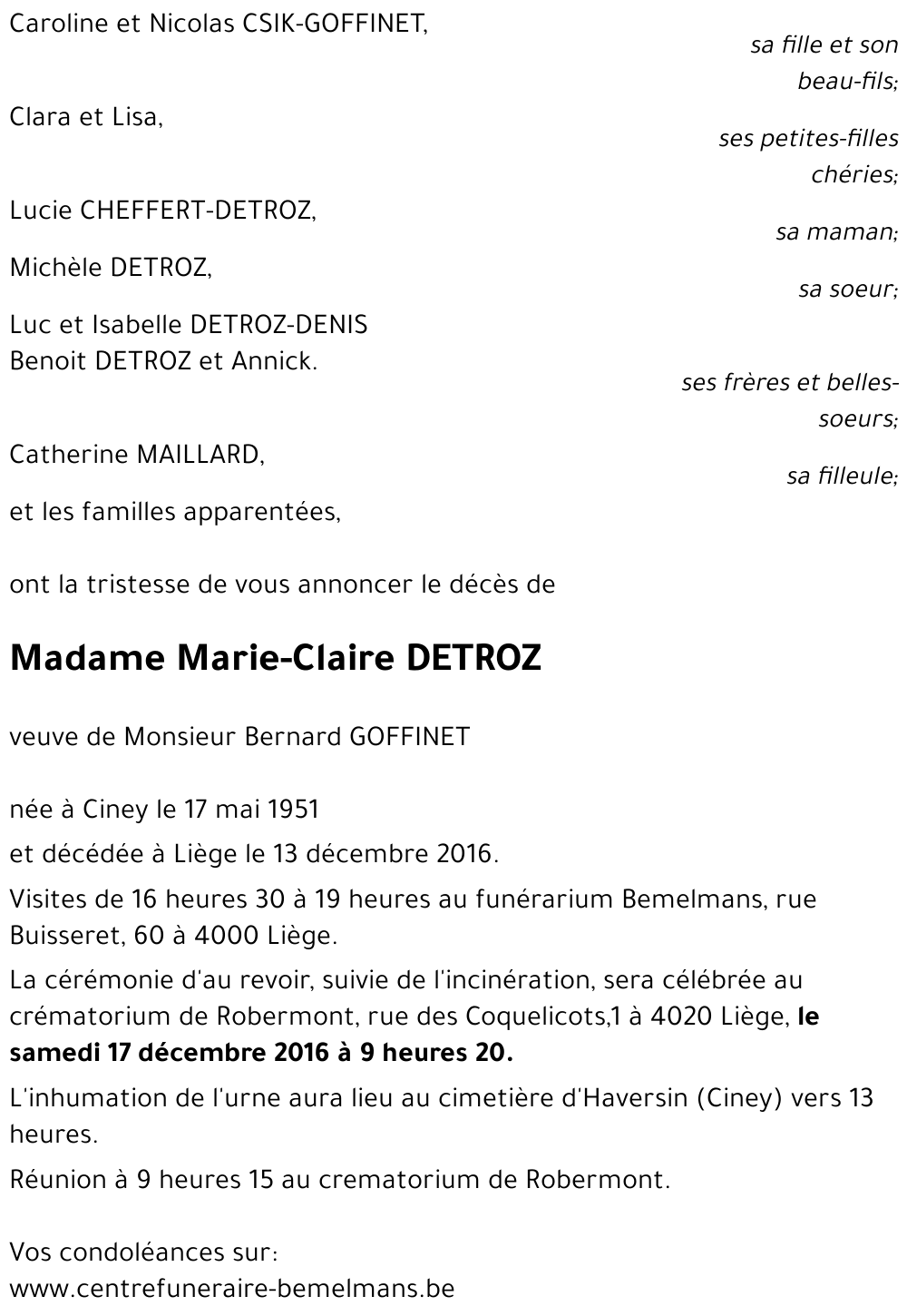 Marie-Claire DETROZ