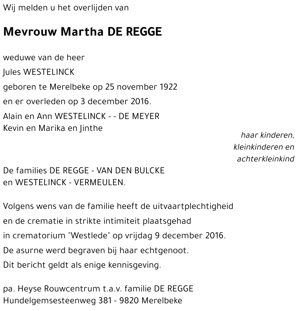 Martha DE REGGE