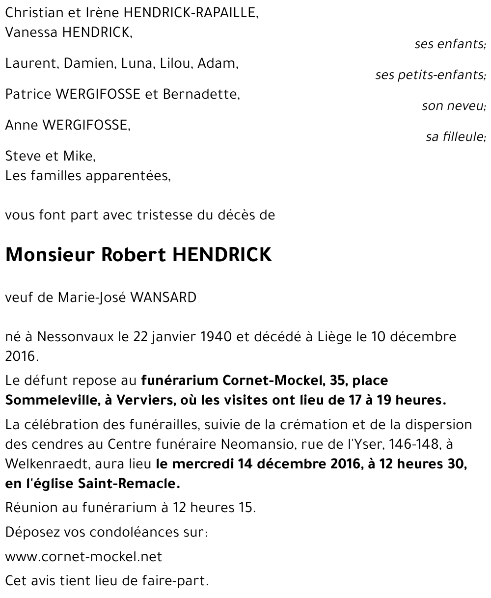 Robert HENDRICK