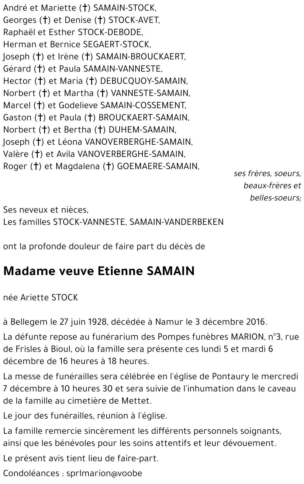 veuve Etienne SAMAIN