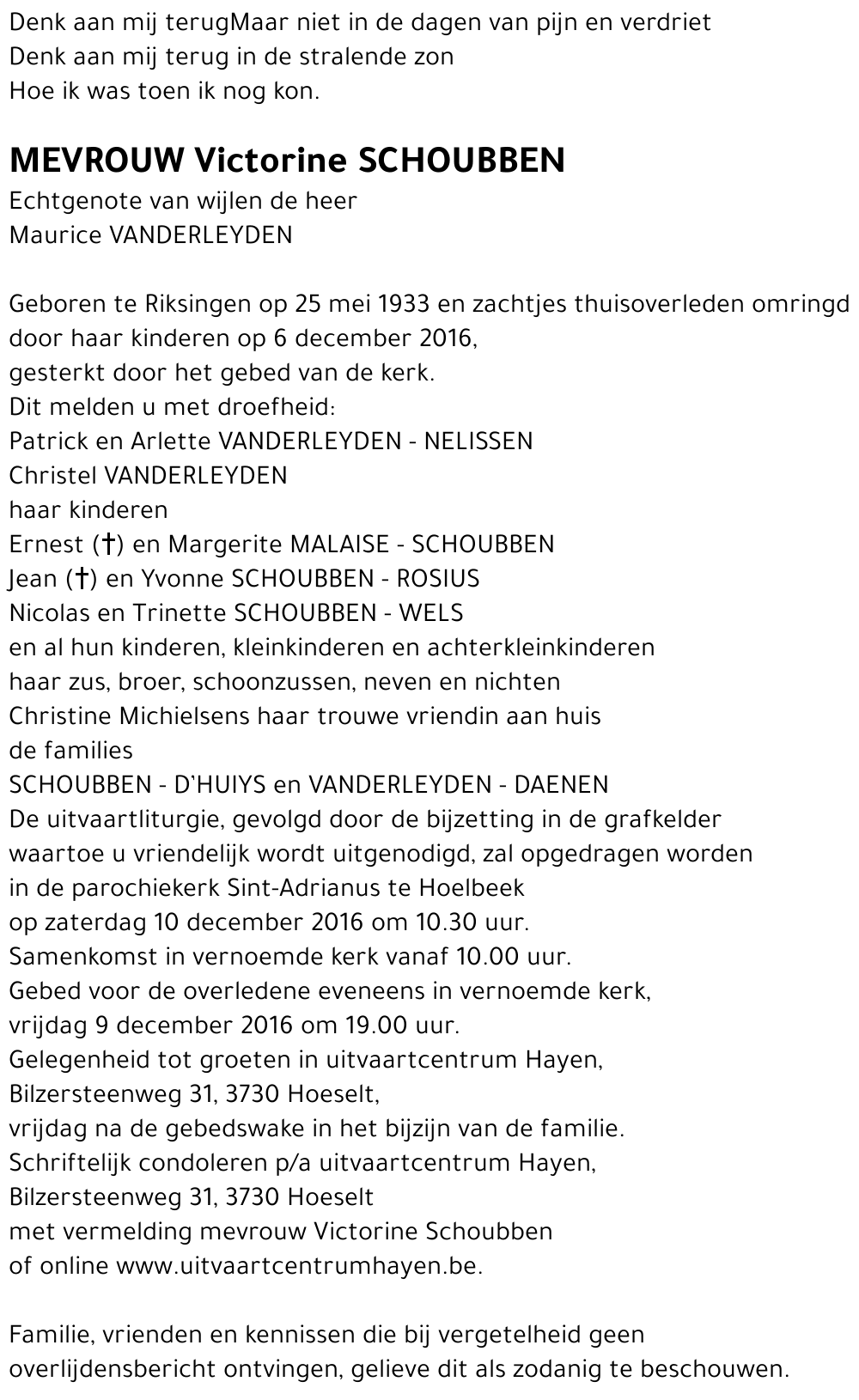 Victorine SCHOUBBEN