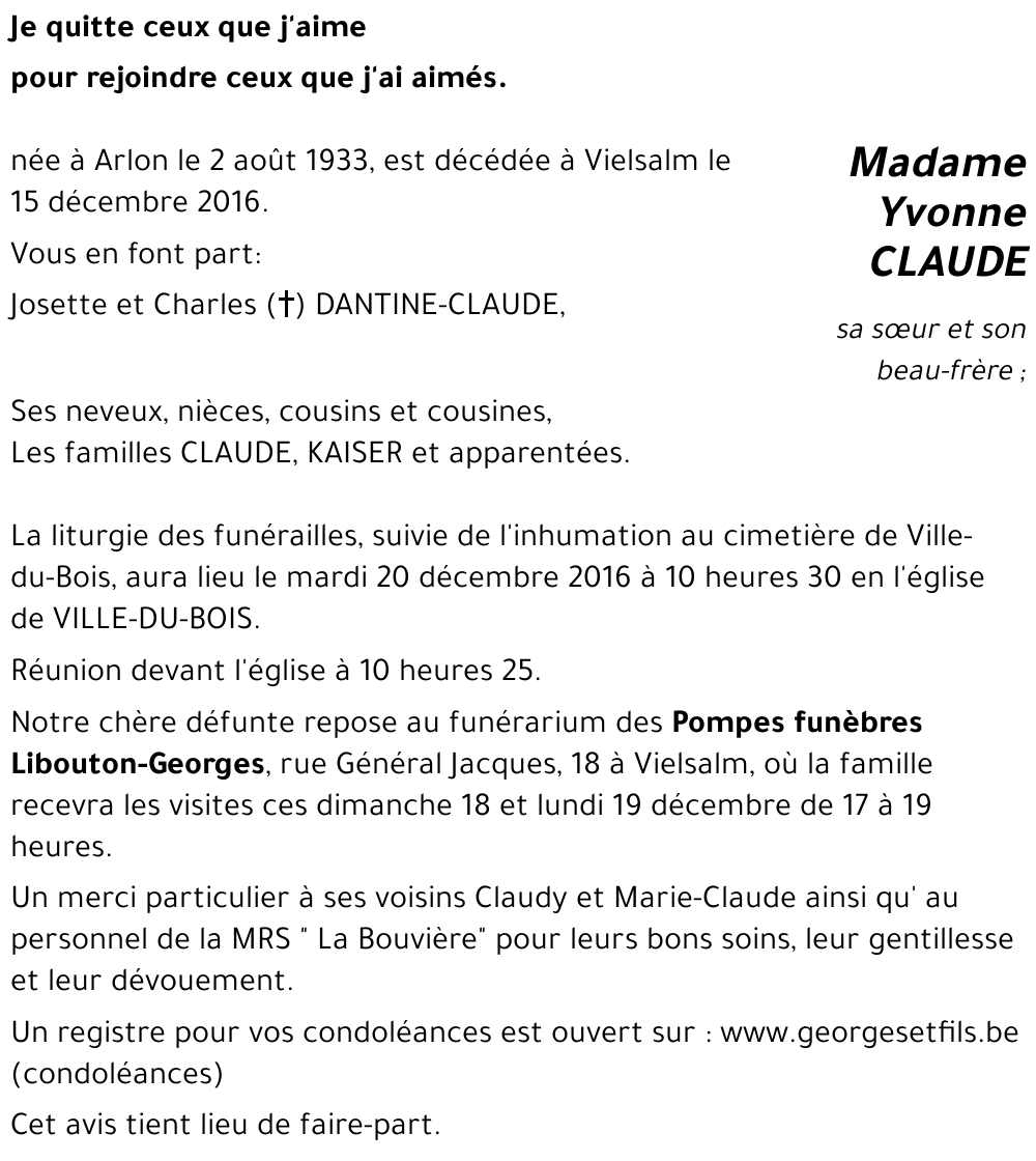 Yvonne CLAUDE