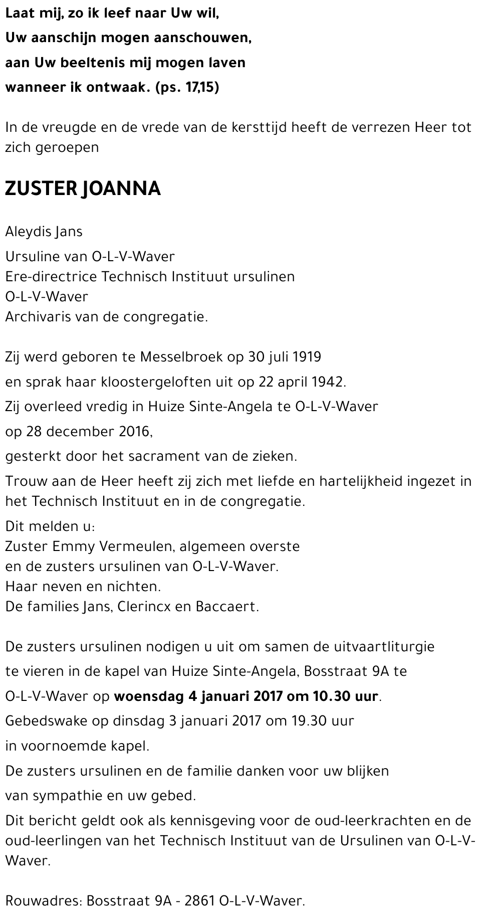 ZUSTER JOANNA