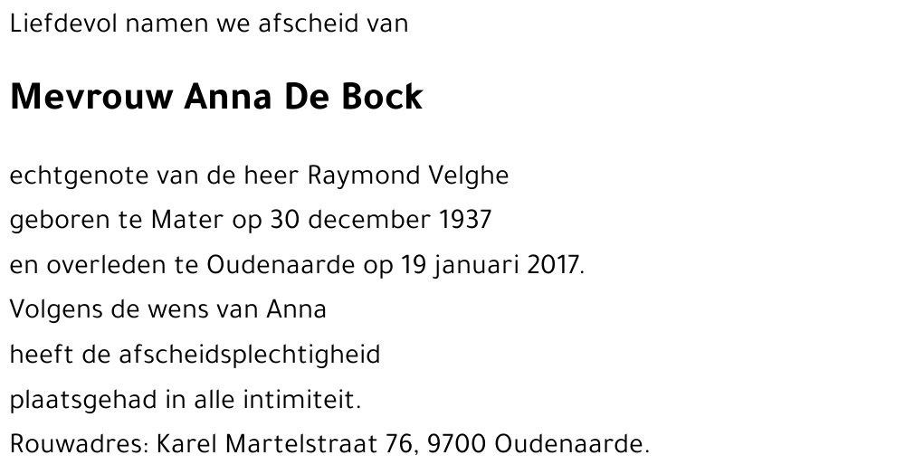 Anna De Bock