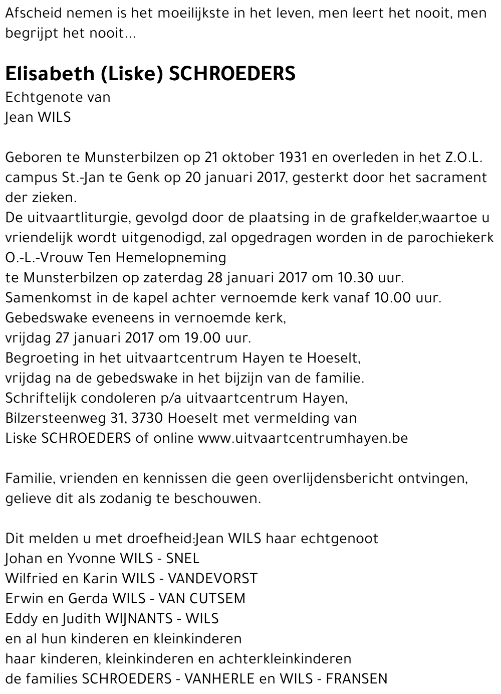 Elisabeth (Liske) SCHROEDERS