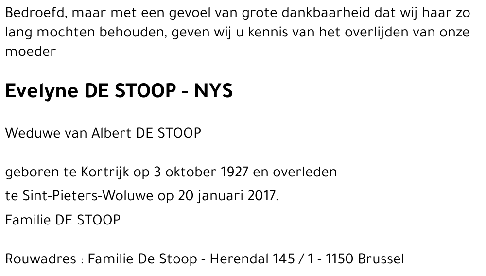 Evelyne SE STOOP - NYS