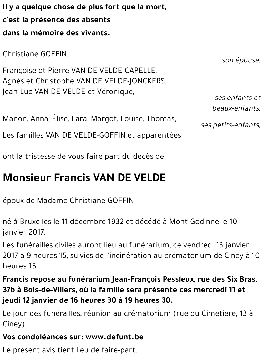 Francis VAN DE VELDE