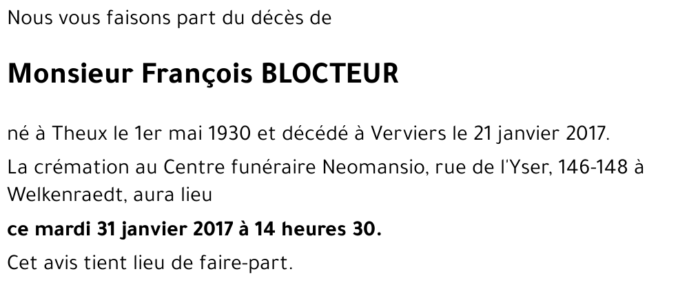 François BLOCTEUR