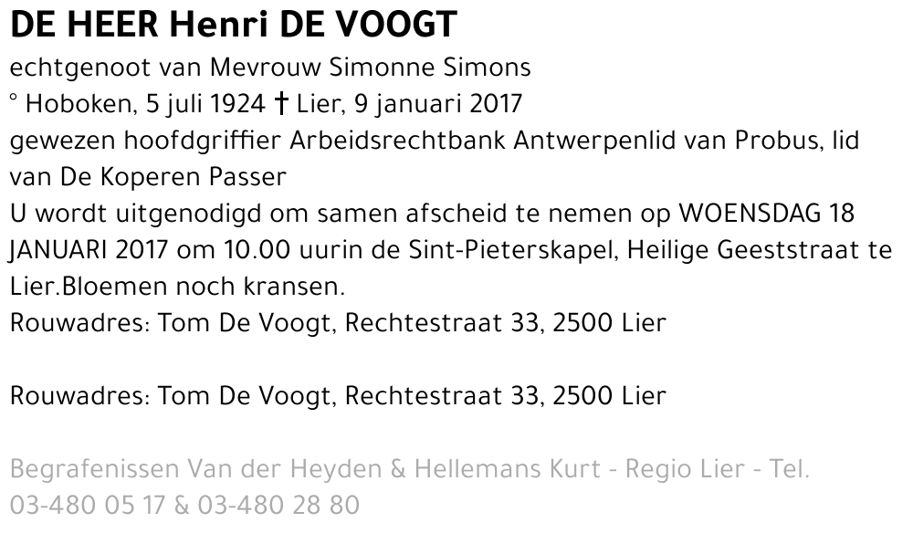 Henri De Voogt