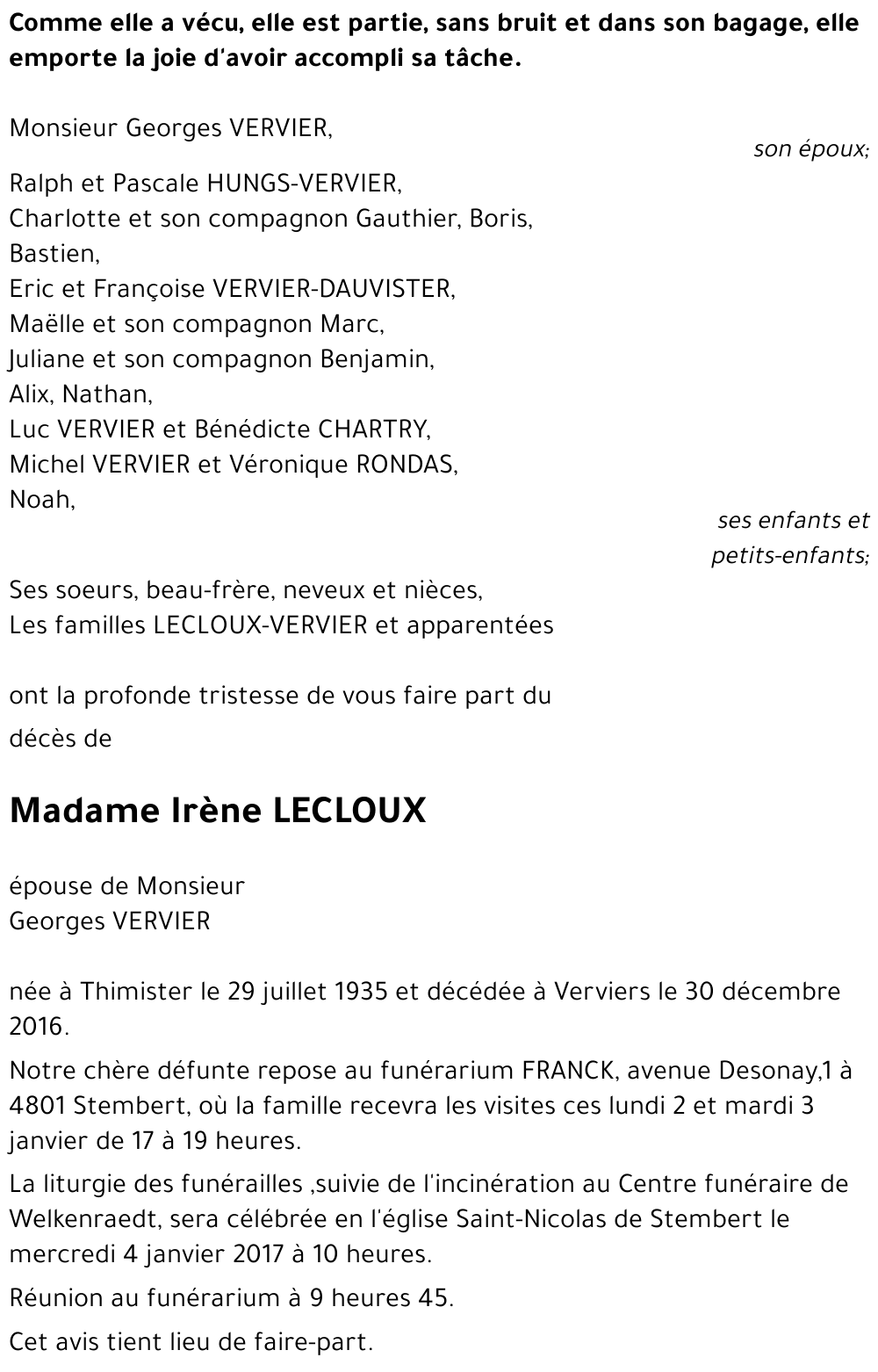 Irène LECLOUX
