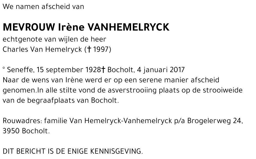 Irène Vanhemelryck