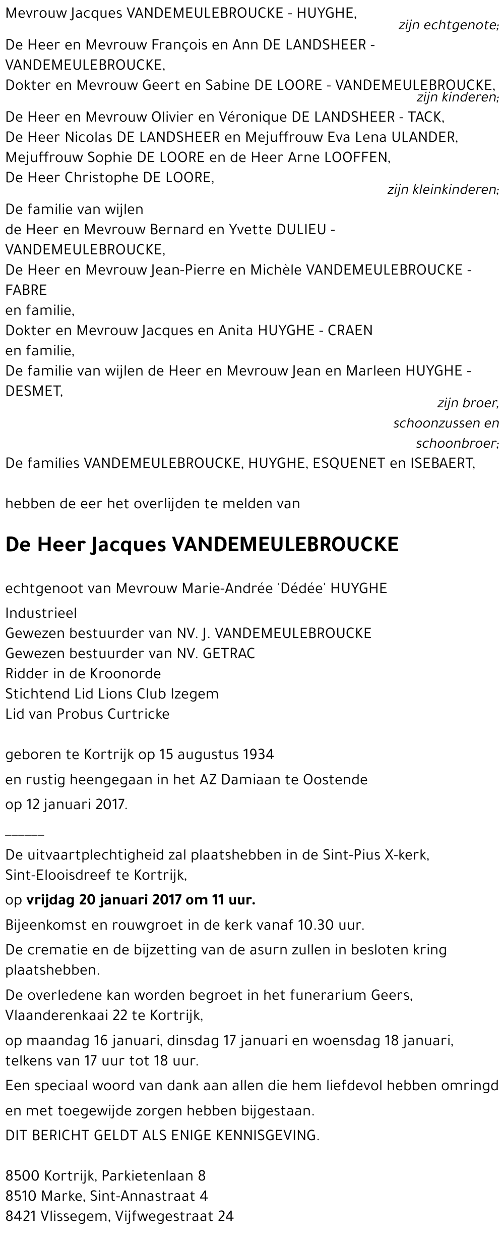 Jacques VANDEMEULEBROUCKE