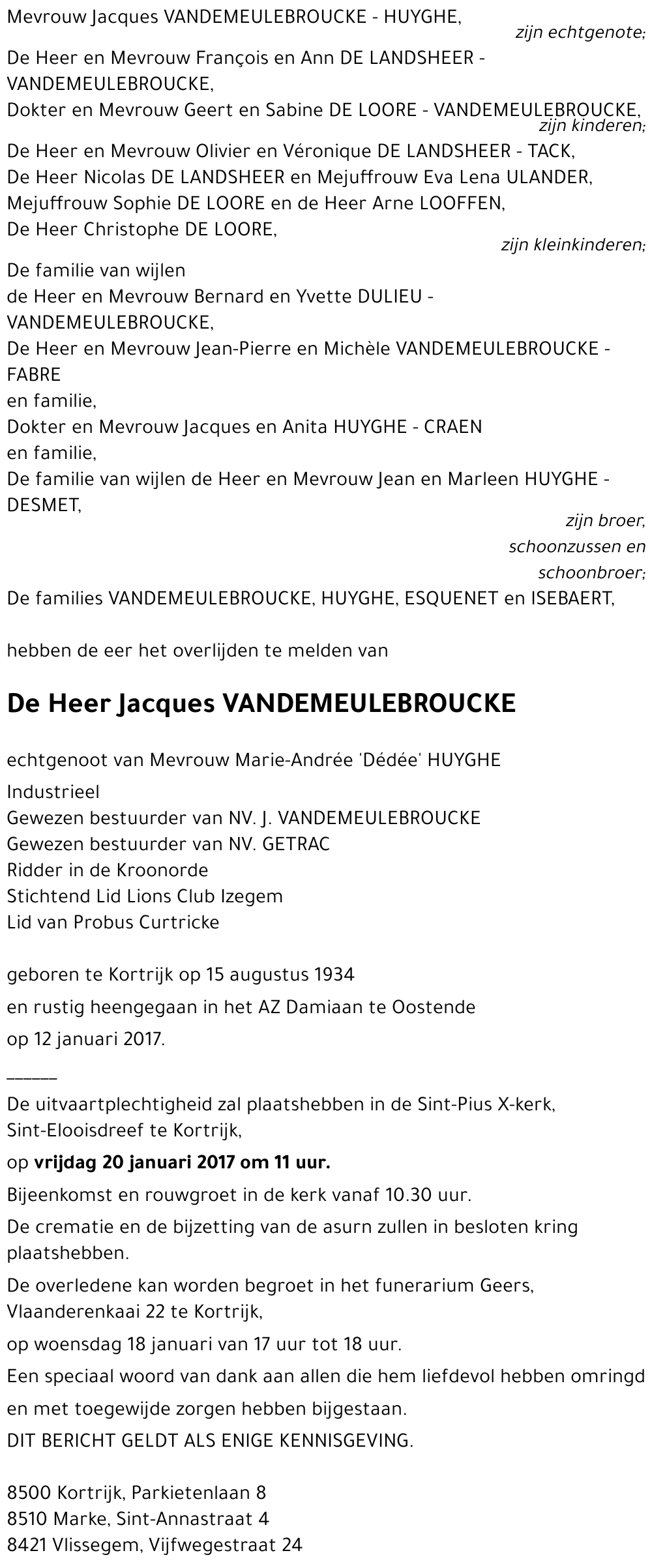 Jacques VANDEMEULEBROUCKE