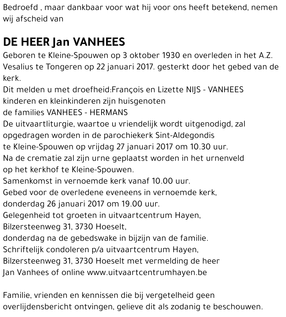 Jan VANHEES