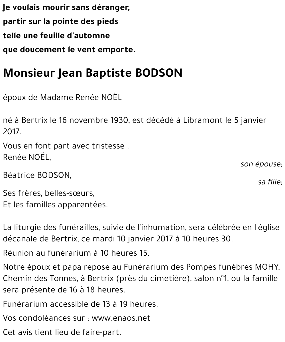 Jean Baptiste BODSON