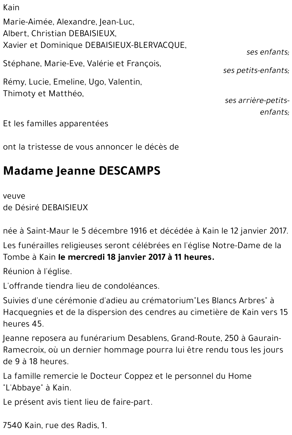 Jeanne DESCAMPS