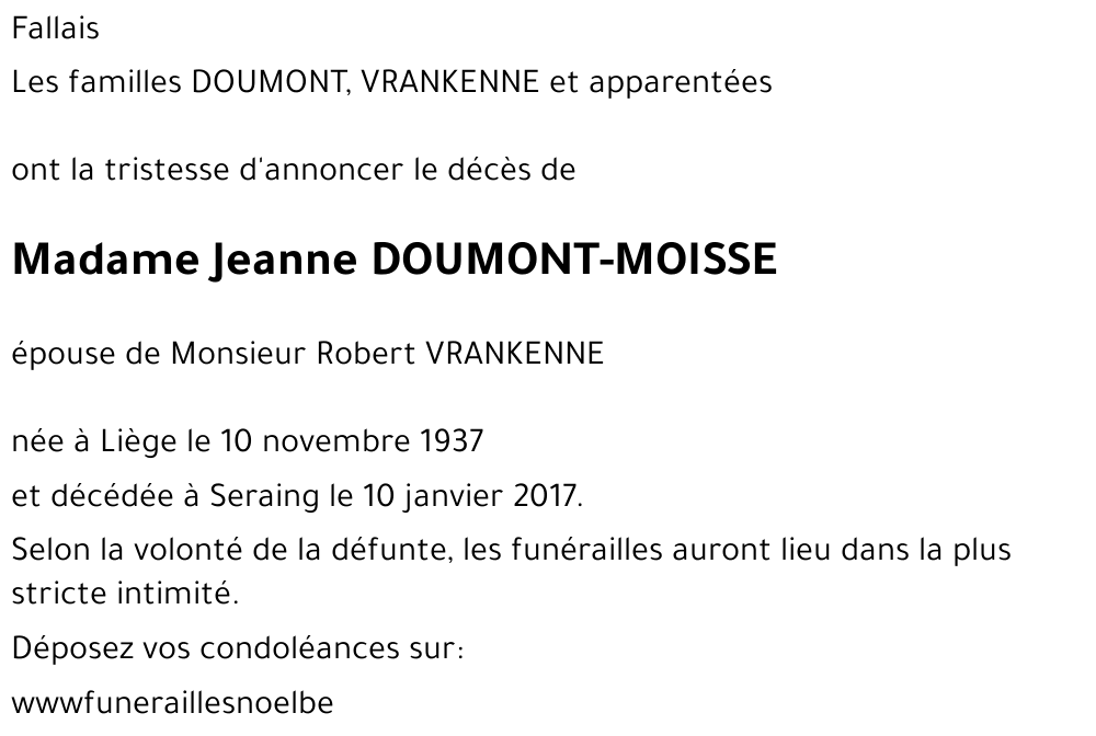 Jeanne DOUMONT-MOISSE