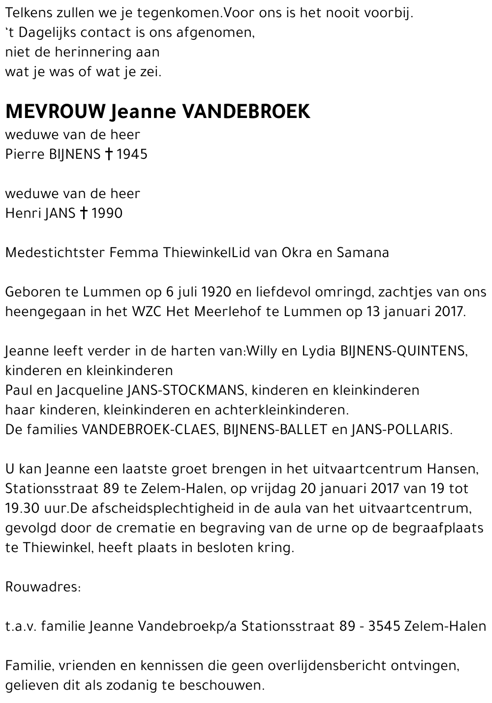 Jeanne VANDEBROEK
