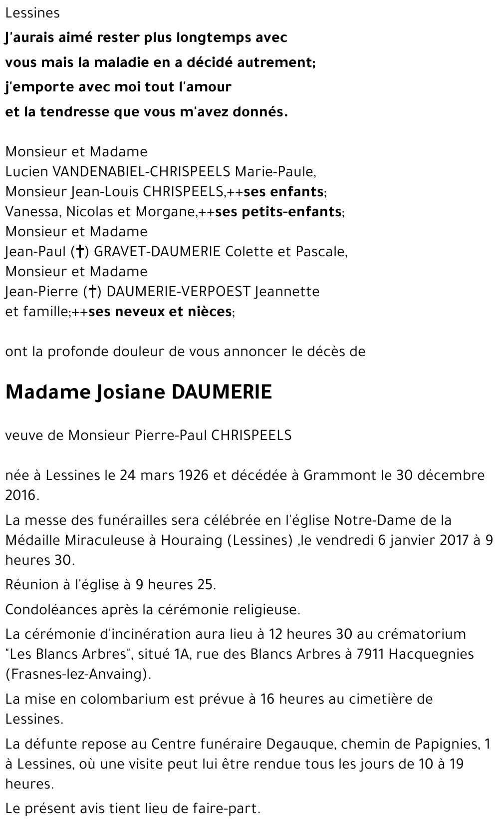 Josiane DAUMERIE