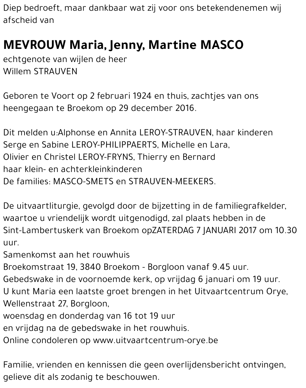 Maria, Jenny, Martine Masco