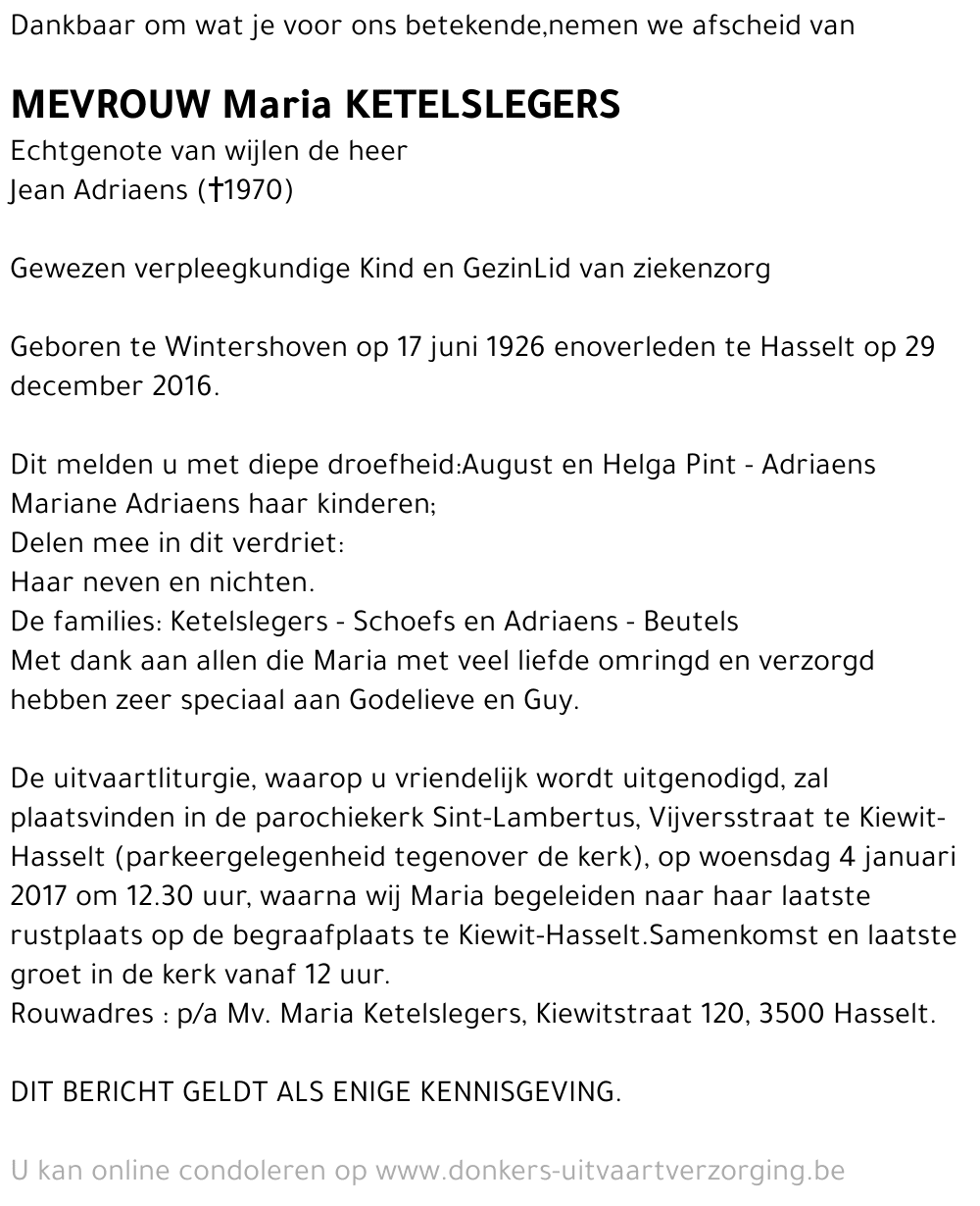 Maria Ketelslegers