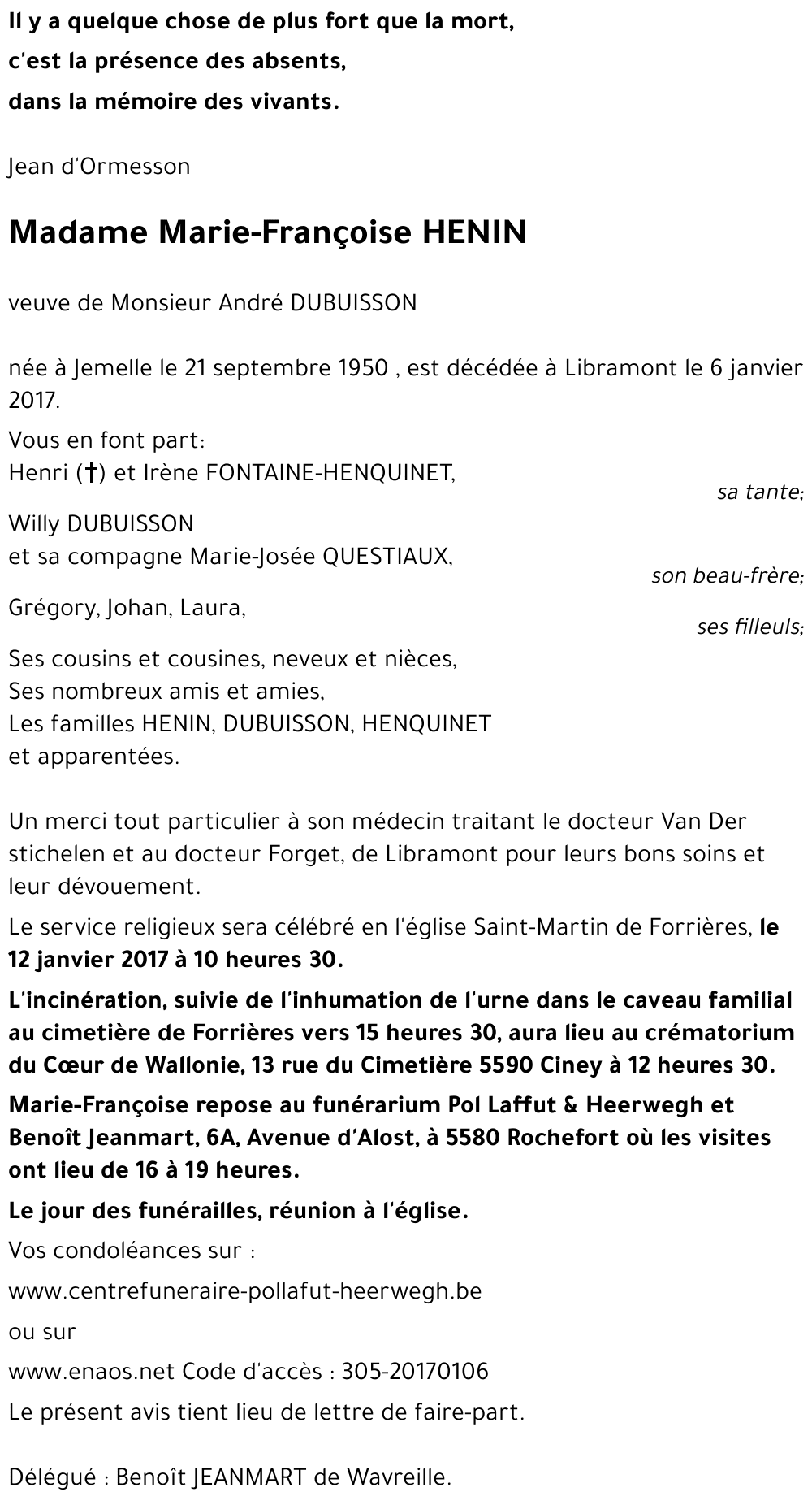 Marie-Françoise HENIN