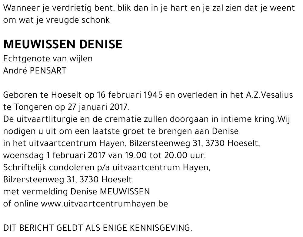 MEUWISSEN Denise