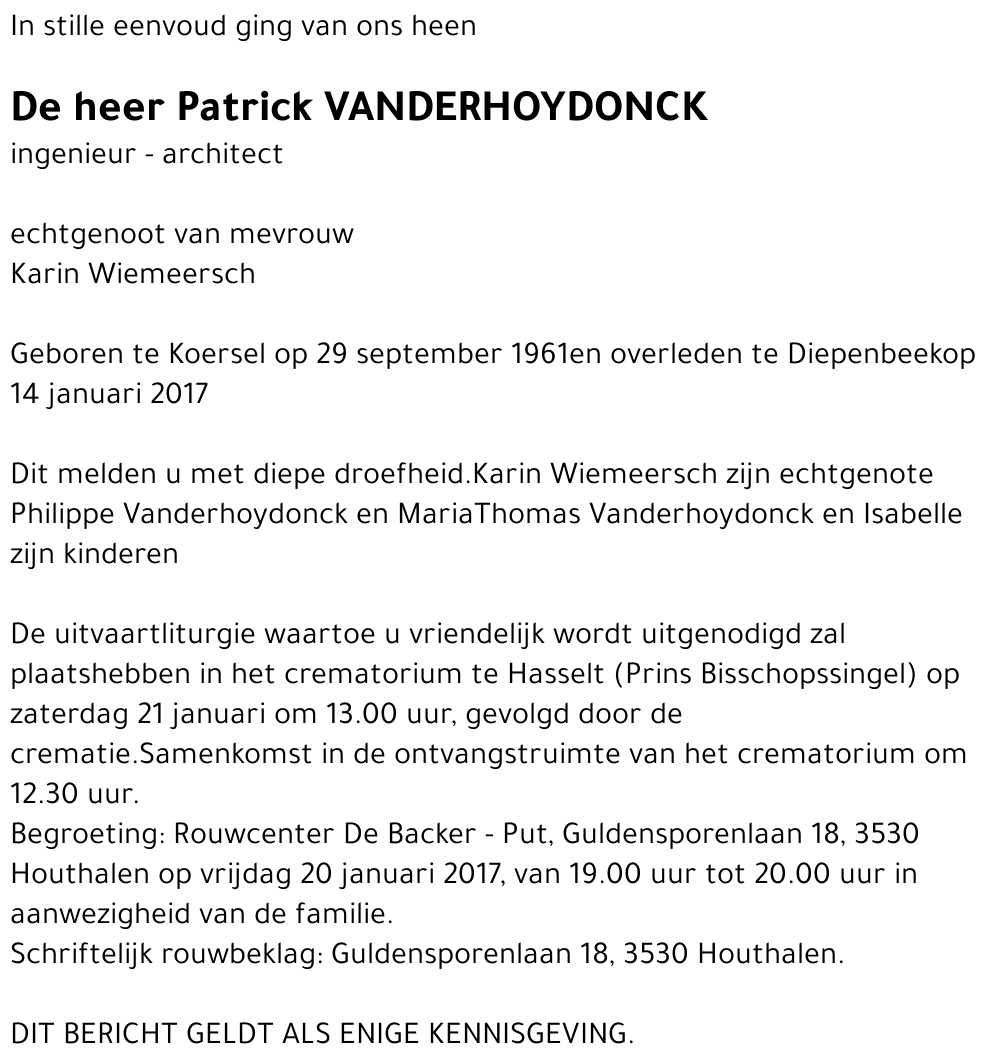 Patrick Vanderhoydonck