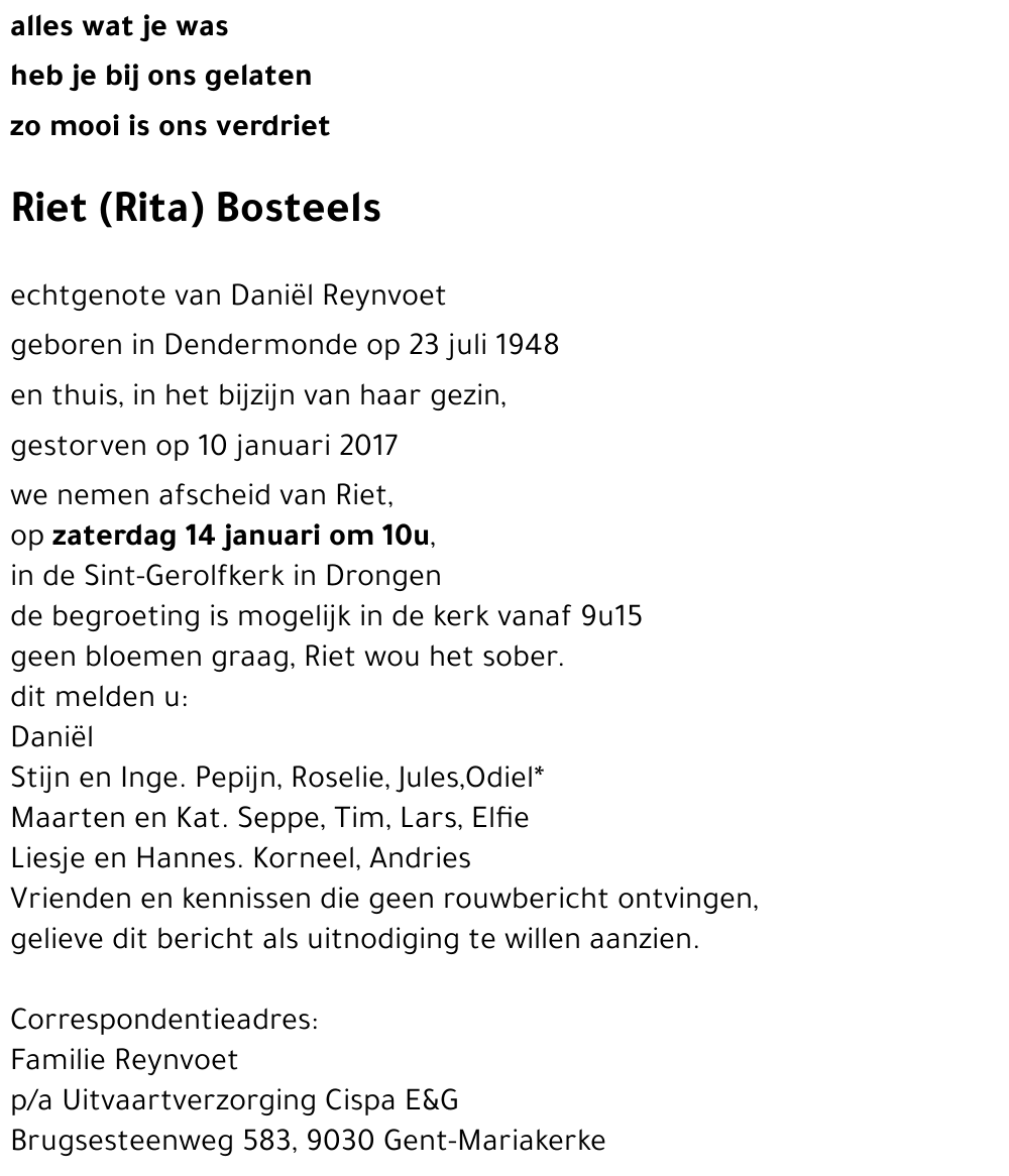 Riet (Rita) Bosteels