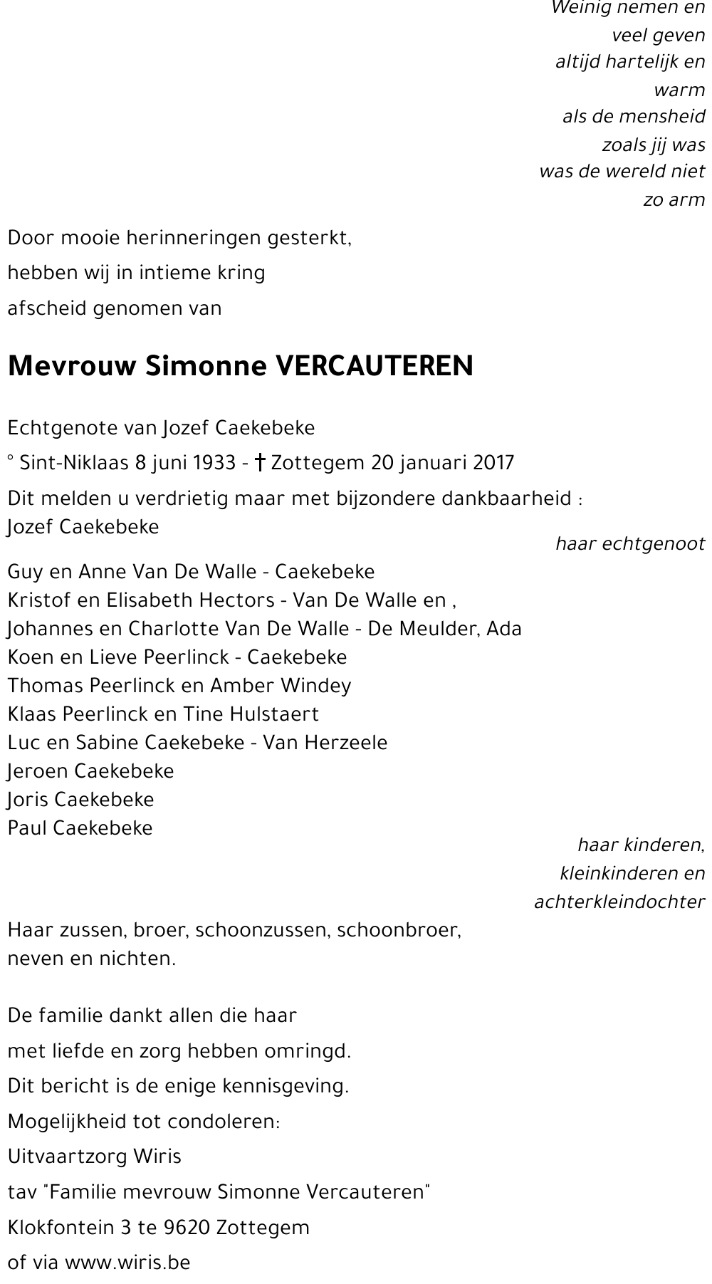 Simonne VERCAUTEREN