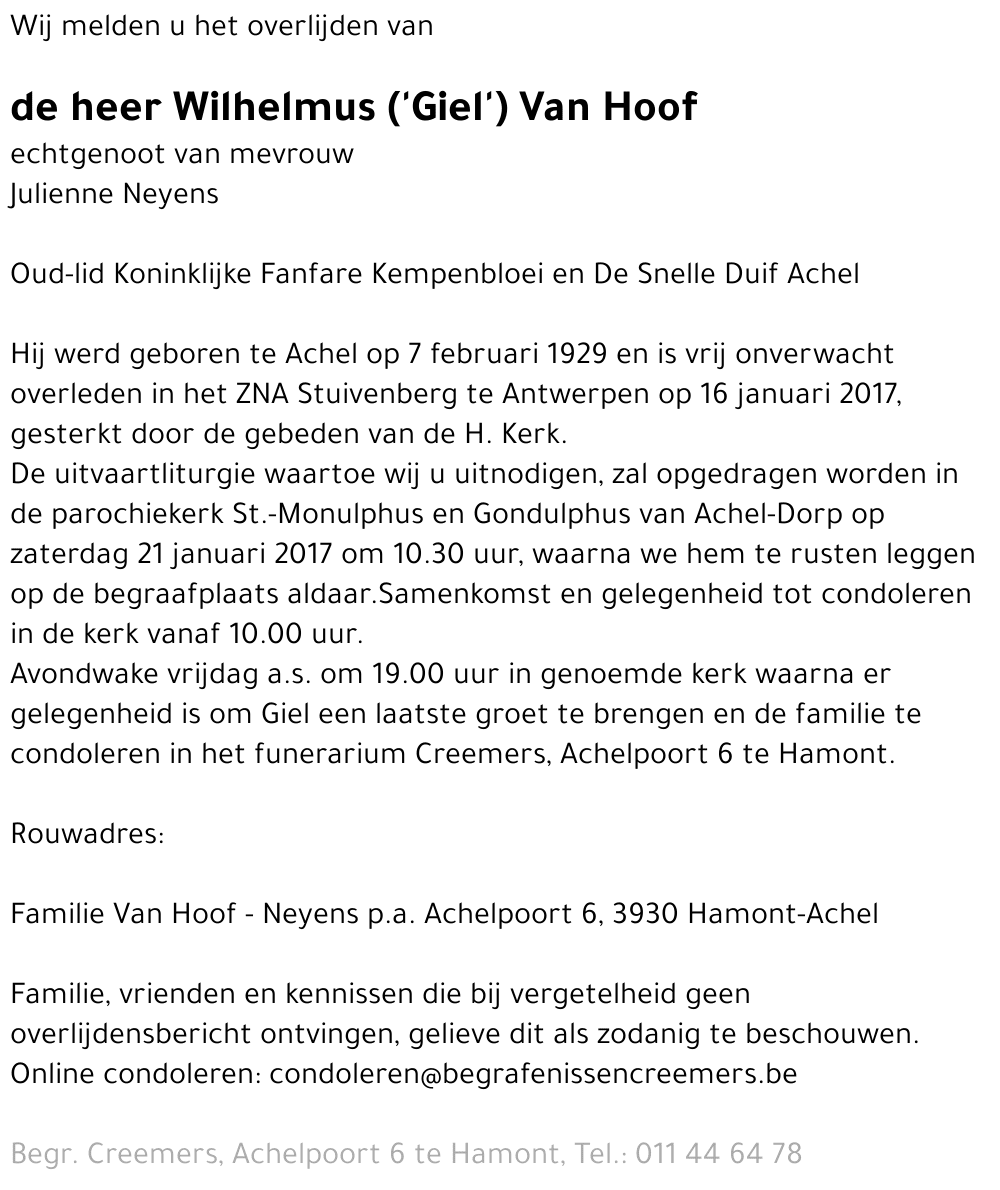 Wilhelmus Van Hoof