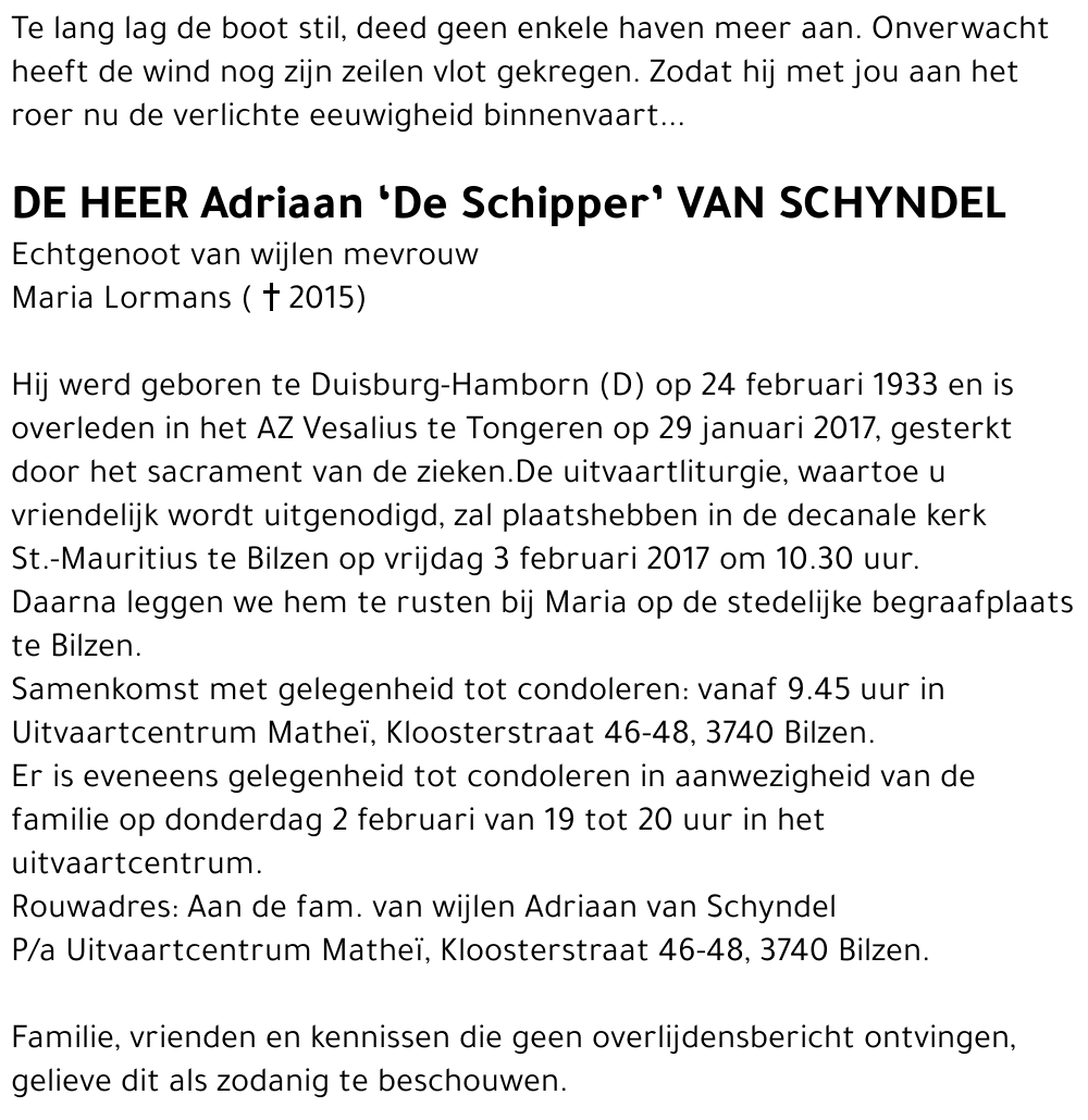 Adriaan ‘De Schipper’ van Schyndel