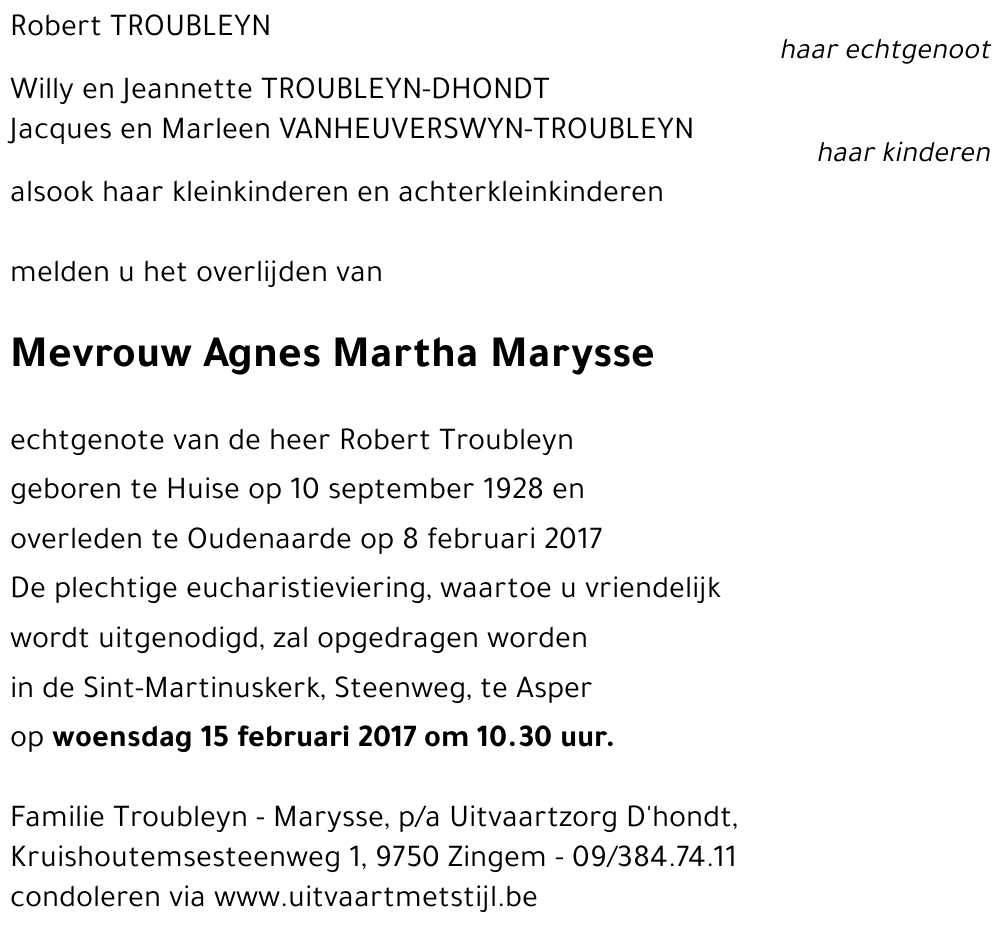 Agnes Martha Marysse