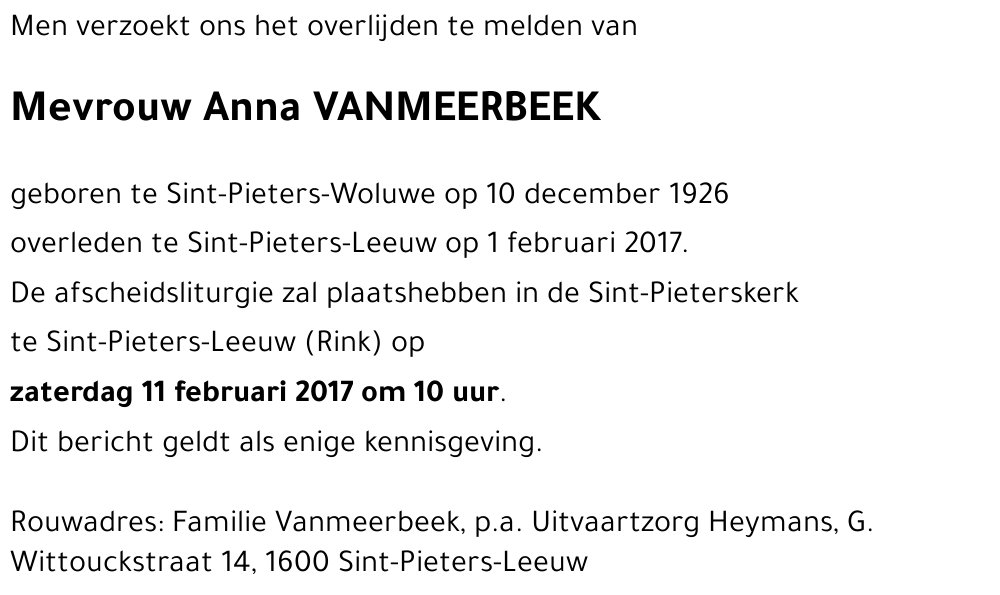 Anna VANMEERBEEK