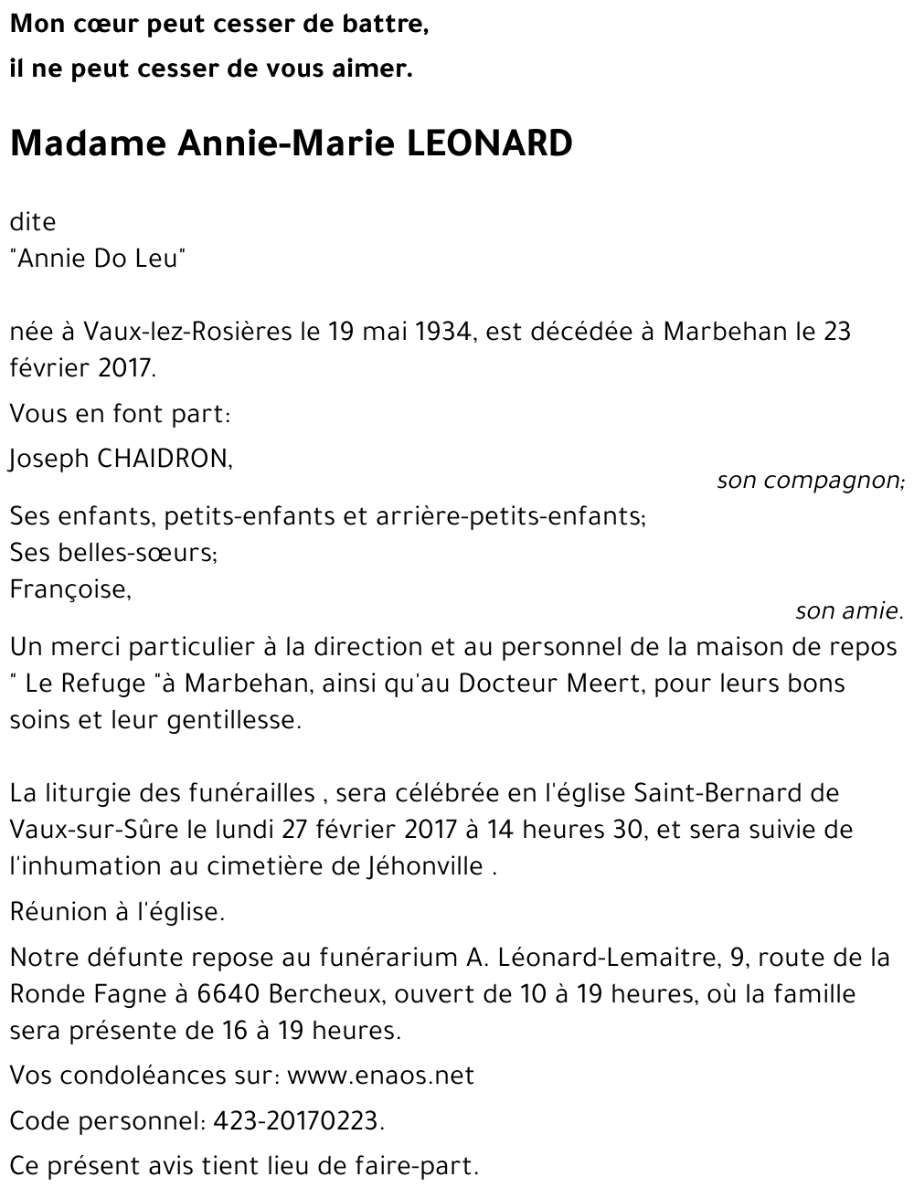 Annie-Marie LEONARD