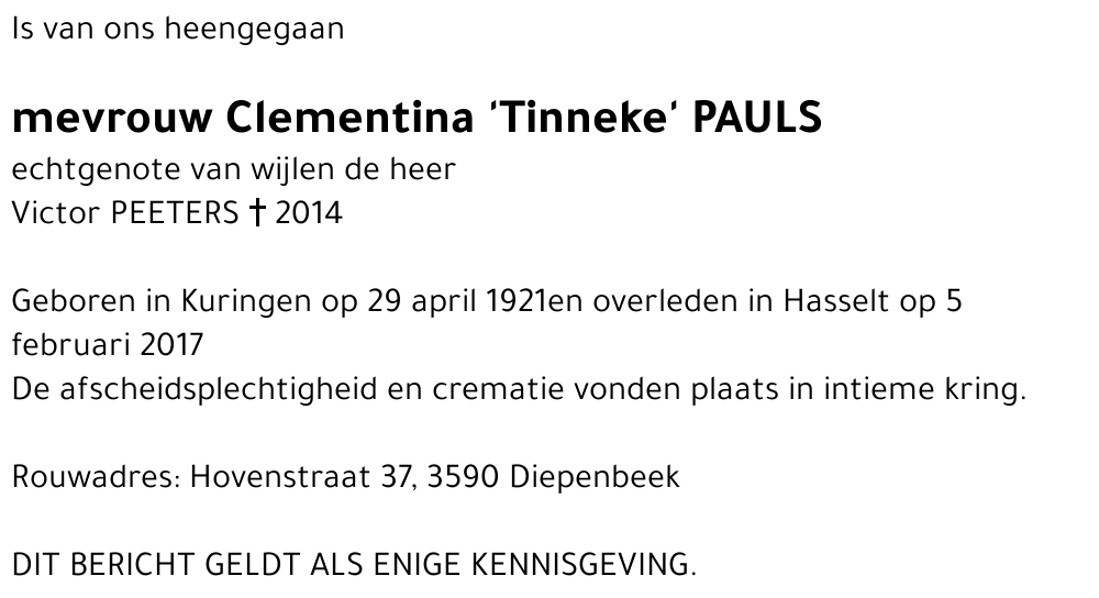 Clementina 'Tinneke' Pauls